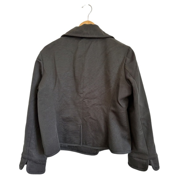 Talbots Black Pea Coat Double Breasted Textured Ridged Fully Lined Size 14 - Picture 9 of 14